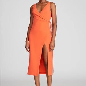 V Neck Halston Thea Cocktail Midi Dress